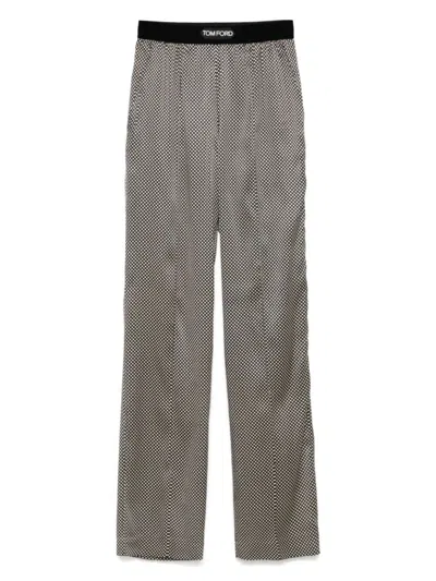 TOM FORD BLACK POLKA DOT SILK PJ PANTS