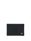 Tom Ford Black Leather Money Clip Card Holder In Black