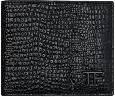Tom Ford Black Printed Leather T Line Classic Wallet