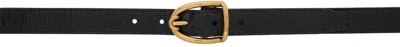 TOM FORD BLACK PRINTED LIZARD ANGLED BUCKLE BELT