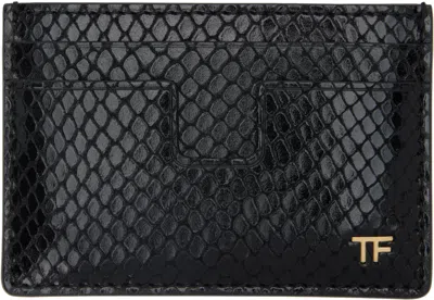 Tom Ford Black Printed Python Card Holder