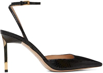 TOM FORD BLACK PYTHON SLINGBACK HEELS