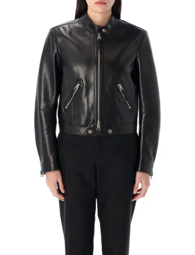 Tom Ford Leather Racer Jacket In Black