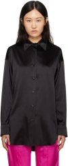 Tom Ford Stretch Silk Satin Relaxed Fit Shirt Clothing In Lb999 Black
