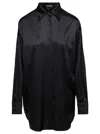 Tom Ford Stretch Silk Satin Relaxed Fit Shirt Clothing In Black