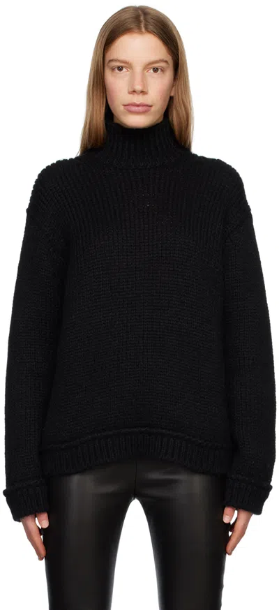 Tom Ford Ribbed Cashmere Turtleneck Sweater In Lb999 Black