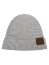 Tom Ford Light Grey Cashmere Hat With Ribbed Texture And Leather Patch In Gray