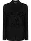 TOM FORD BLACK RUFFLED V-NECK BLOUSE