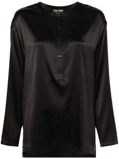 TOM FORD BLACK SATIN BLOUSE