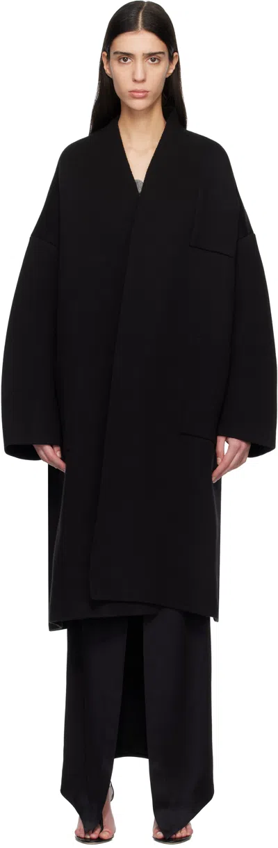 Tom Ford Black Sculptural Interlock Open Coat