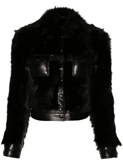 Tom Ford Soft Shearling Leather Jacket In Black