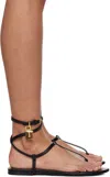 Tom Ford Black Shiny Leather Padlock Thong Sandals In 1n001 Black