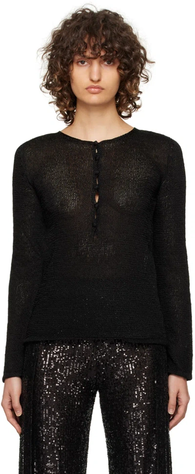 Tom Ford Black Shiny Long Sleeve T-shirt In Lb999 Black