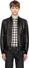 Tom Ford Black Shiny Nappa Plonge Leather Jacket In Multi