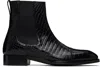 Tom Ford Black Shiny Printed Croc Elkan Chelsea Boots In Animal Print
