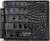 Tom Ford Black Shiny Printed Croc T Line Money Clip Wallet In Black