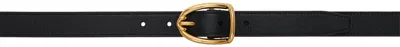 Tom Ford Black Shiny Printed Goat Angled Buckle Belt