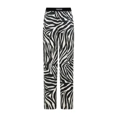 TOM FORD TOM FORD BLACK SILK BLEND ZEBRA PRINT TROUSERS