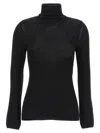 Tom Ford Turtleneck Long-sleeve Fine Cashmere-silk Top In Black