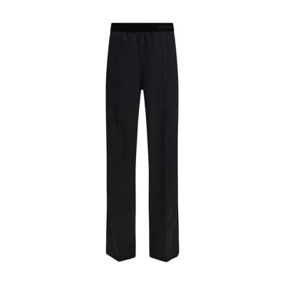 Tom Ford Black Silk Casual Pants In Blue