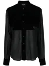 TOM FORD BLACK SILK GEORGETTE SHIRT WITH PANELLED DESIGN AND BUTTON FASTENING