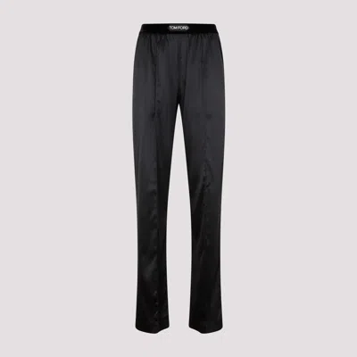 TOM FORD BLACK SILK SATIN PAJAMA PANTS
