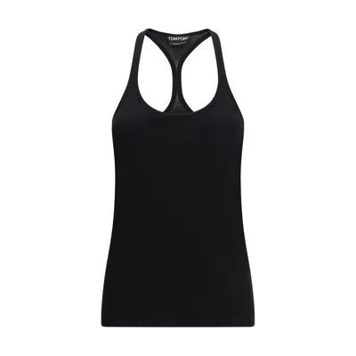 Tom Ford Silk-blend Ribbed Jersey Tank Top In Black