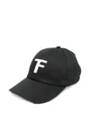 Tom Ford Black Baseball Cap With Logo Embroidery On The Front And Logo Lettering On The Rear In Cotton Man In Black