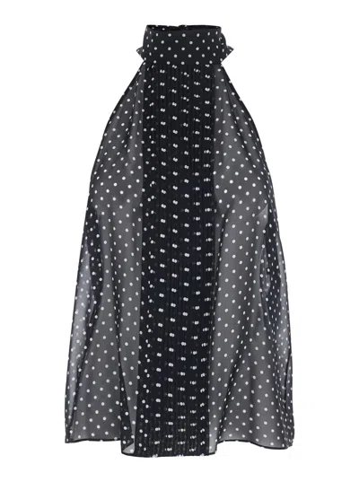 Tom Ford Black Sleeveless Top With Halterneck And All-over Polka Dot Motif In Silk Woman