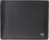 Tom Ford Black Small Grain Leather Bifold Wallet In Black