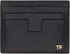 Tom Ford Black Small Grain Leather Card Holder In Black