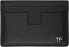 Tom Ford Black Small Grain Leather Classic Card Holder In Black