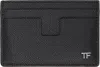 Tom Ford Black Small Grain Leather Classic Card Holder In Black