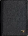 Tom Ford Black Small Grain Leather Folding Card Holder
