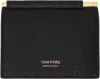 Tom Ford Black Small Grain Leather Money Clip Card Holder In Black