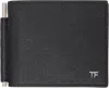 Tom Ford Black Small Grain Leather T Line Money Clip Wallet In Black