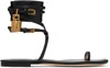 Tom Ford Black Soft Calf Ankle Wrap Sandals
