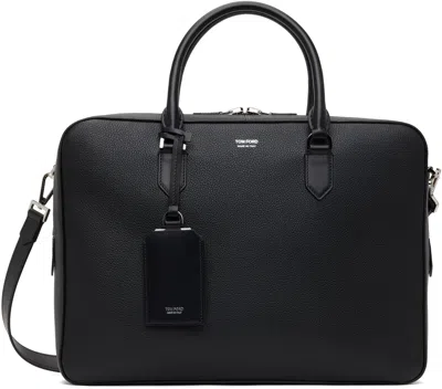 Tom Ford Black Soft Grain Leather Elliot Briefcase