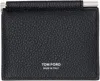 Tom Ford Black Soft Grain Leather Folding Money Clip Card Holder