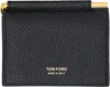Tom Ford Black Soft Grain Leather Folding Money Clip Card Holder