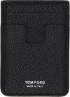 Tom Ford Black Soft Grain Leather Magsafe Card Holder In Black