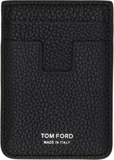 Tom Ford Black Soft Grain Leather Magsafe Card Holder