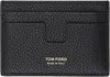 Tom Ford Black Soft Grain Leather Money Clip Card Holder In Black