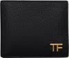 Tom Ford Black Soft Grain Leather T Line Bifold Wallet In Black