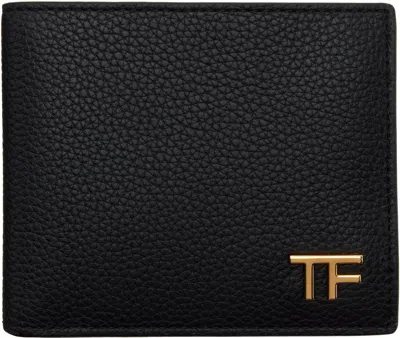 Tom Ford Black Soft Grain Leather T Line Bifold Wallet