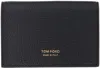 Tom Ford Black Soft Grain Leather T Line Business Card Holder In Black