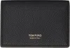 Tom Ford Black Soft Grain Leather T Line Business Card Holder In Black