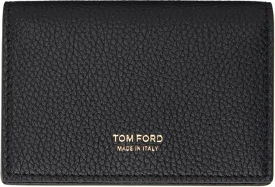 Tom Ford Black Soft Grain Leather T Line Business Card Holder