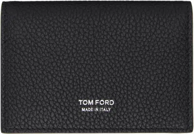 Tom Ford Black Soft Grain Leather T Line Business Card Holder