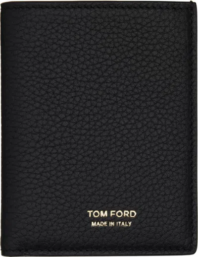 Tom Ford Black Soft Grain Leather T Line Card Holder